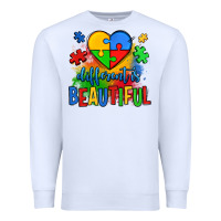 White different is beautiful autism Premium Sweatshirt - OliviaCreatesArt