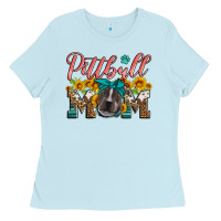 Baby Blue pittbull mom Ladies Tee - Artiststas