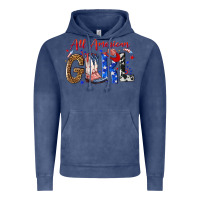 Vintage Denim all american girl Vintage Hoodie - NancyCooperArtShop