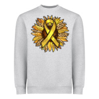 Heather Grey Child Cancer Awareness Sunflower Heavyweight Sweatshirt - RanaPortraitStore
