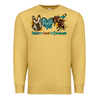 Antique Gold peace love cowboys Premium Sweatshirt - OliviaCreatesArt