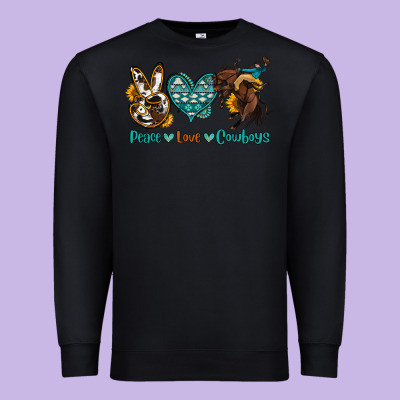 Peace Love Cowboys Premium Sweatshirt Designed By Oliviacreatesart