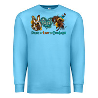 Ocean Blue peace love cowboys Premium Sweatshirt - OliviaCreatesArt