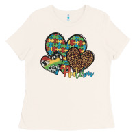 Bone autism hearts leopard cowhide Ladies Tee - Artiststas