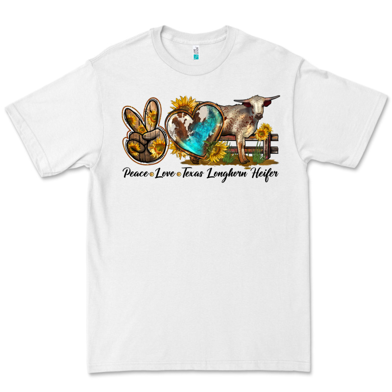 Peace Love Longhorn Heifer Premium Tee by LillyAllenDesigns | Teevron
