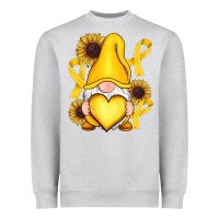 Heather Grey Childhood Cancer gnome Heavyweight Sweatshirt - RanaPortraitStore