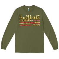 Army Green softball game day Long Sleeve Tee - Artiststas