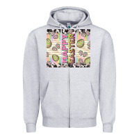 Heather Grey happy easter with cowhide Zipper Hoodie - TumblerDesignByShophia