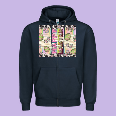 Happy Easter With Cowhide Zipper Hoodie Designed By Tumblerdesignbyshophia