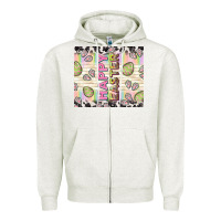 Oatmeal Heather happy easter with cowhide Zipper Hoodie - TumblerDesignByShophia