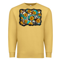 Antique Gold cowhide  turquoise sunflowers pattern olivia Premium Sweatshirt - OliviaCreatesArt