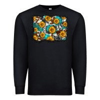 Black cowhide  turquoise sunflowers pattern olivia Premium Sweatshirt - OliviaCreatesArt