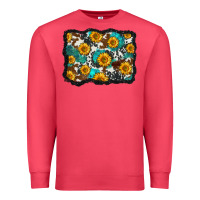 Cardinal cowhide  turquoise sunflowers pattern olivia Premium Sweatshirt - OliviaCreatesArt