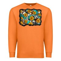 Carrot cowhide  turquoise sunflowers pattern olivia Premium Sweatshirt - OliviaCreatesArt