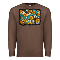 Chestnut cowhide  turquoise sunflowers pattern olivia Premium Sweatshirt - OliviaCreatesArt