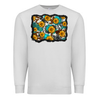 Dove Grey cowhide  turquoise sunflowers pattern olivia Premium Sweatshirt - OliviaCreatesArt