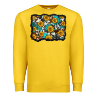 Lemon cowhide  turquoise sunflowers pattern olivia Premium Sweatshirt - OliviaCreatesArt
