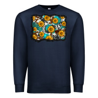 Navy cowhide  turquoise sunflowers pattern olivia Premium Sweatshirt - OliviaCreatesArt