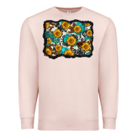 Pale Pink cowhide  turquoise sunflowers pattern olivia Premium Sweatshirt - OliviaCreatesArt