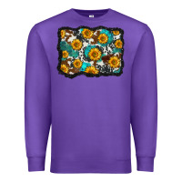 Purple cowhide  turquoise sunflowers pattern olivia Premium Sweatshirt - OliviaCreatesArt