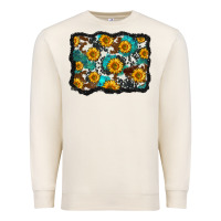 Sandshell cowhide  turquoise sunflowers pattern olivia Premium Sweatshirt - OliviaCreatesArt
