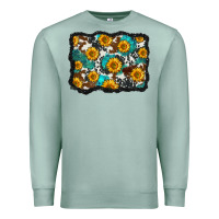 Seafoam cowhide  turquoise sunflowers pattern olivia Premium Sweatshirt - OliviaCreatesArt