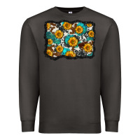 Smoke cowhide  turquoise sunflowers pattern olivia Premium Sweatshirt - OliviaCreatesArt