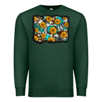 Sports Green cowhide  turquoise sunflowers pattern olivia Premium Sweatshirt - OliviaCreatesArt