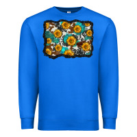 True Royal cowhide  turquoise sunflowers pattern olivia Premium Sweatshirt - OliviaCreatesArt