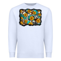 White cowhide  turquoise sunflowers pattern olivia Premium Sweatshirt - OliviaCreatesArt