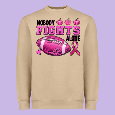 Nobody Fights Alone Breast Cancer Heavyweight Sweatshirt Designed By Ranaportraitstore