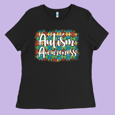 Autism Awareness Puzzle Background Ladies Tee Designed By Artiststas