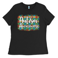 Black autism awareness puzzle background Ladies Tee - Artiststas
