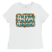 White autism awareness puzzle background Ladies Tee - Artiststas