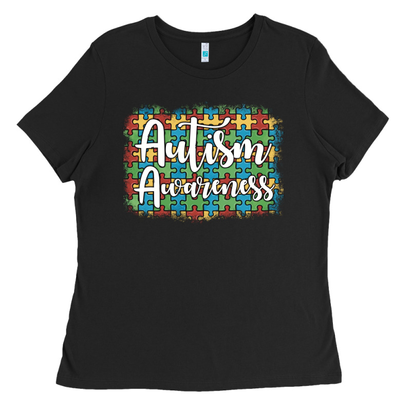 Autism Awareness Puzzle Background Ladies Tee by Artiststas | Teevron