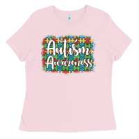 Bubblegum Pink autism awareness puzzle background Ladies Tee - Artiststas
