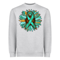 Heather Grey Ovarian Liver Cancer Awareness Sunflower Heavyweight Sweatshirt - RanaPortraitStore