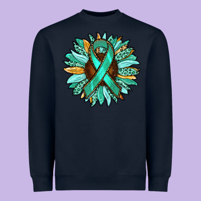 Ovarian Liver Cancer Awareness Sunflower Heavyweight Sweatshirt Designed By Ranaportraitstore