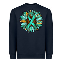 Navy Ovarian Liver Cancer Awareness Sunflower Heavyweight Sweatshirt - RanaPortraitStore