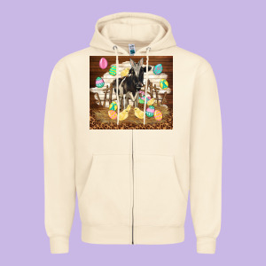Cow And Chick Easter Zipper Hoodie Designed By Tumblerdesignbyshophia