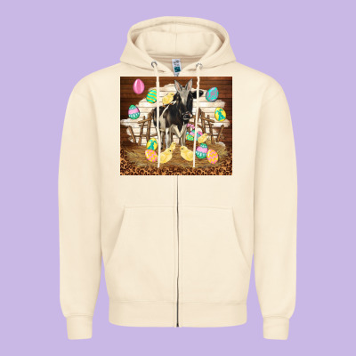 Cow And Chick Easter Zipper Hoodie Designed By Tumblerdesignbyshophia