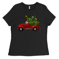 Black Christmas Trees With Truck Ladies Tee - RanaPortraitStore