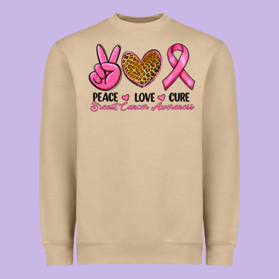 Peace Love Cure Breast Cancer Heavyweight Sweatshirt Designed By Ranaportraitstore