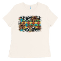 Bone autism awareness leopard cowhide background Ladies Tee - Artiststas