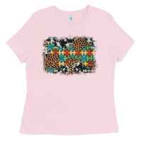 Bubblegum Pink autism awareness leopard cowhide background Ladies Tee - Artiststas