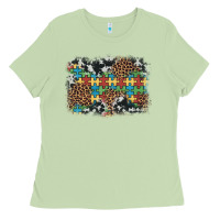 Matcha autism awareness leopard cowhide background Ladies Tee - Artiststas