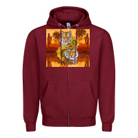 Burgundy tigers with scratches Zipper Hoodie - TumblerDesignByShophia
