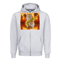 Heather Grey tigers with scratches Zipper Hoodie - TumblerDesignByShophia