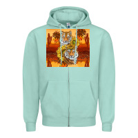 Seafoam tigers with scratches Zipper Hoodie - TumblerDesignByShophia