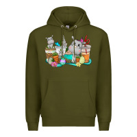 Army Green Easter Hippopotamus coffee cups Easter Day Premium Hoodie - CowGirlArtShop